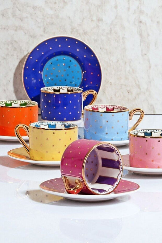 Kosova Bone China Turkish Coffee Cup Set, 6 x 90ml