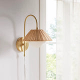 Wholesale Rattan Weave Gold Plug-in Wall Scone Light