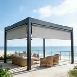 Solar Crank Outdoor Roller Shade with Teslin, No Cassette