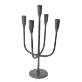 Asher Sculpted Cast Aluminum Five Arm Candle Holder- Ebony