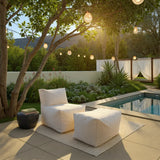 Outdoor Pouf Bench- Driftwood Natural