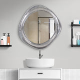 Martine Abstract Cast Iron Mirror in Silver