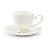 White Heirloom 7oz Porcelain Tea Cup & Saucer