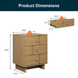 3-Drawer Nightstand, Solid Wood, 110LBS Capacity