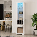 75'' Tall Storage Cabinet with Led Light, White