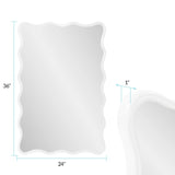 Maya Rectangular Waved Edge Mirror in Glossy White