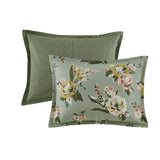 7 Piece Vintage Floral Comforter Set, Green