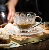 Vintage Style Glass Cappuccino Cup & Saucer Set