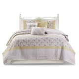 Wholesale 6 Piece Cotton Percale Quilt Set with Throw Pillows, Yellow