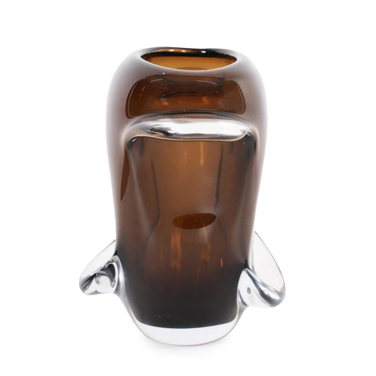 Smokey Umber Flared Edged Glass Vase- Short