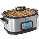11-in-1 Multi Slow Cooker Roaster Oven, 6.5QT Sliver Digital