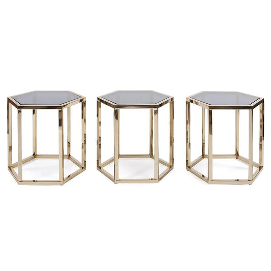Hexagonal Gold Stainless Steel Table Set