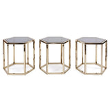 Hexagonal Gold Stainless Steel Table Set