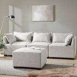 Modular Modern Comfy Sectional Sofa Couch, Silver Grey