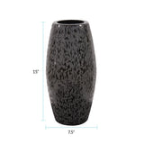 Chiseled Texture Black Iron Cylinder Vase- Large