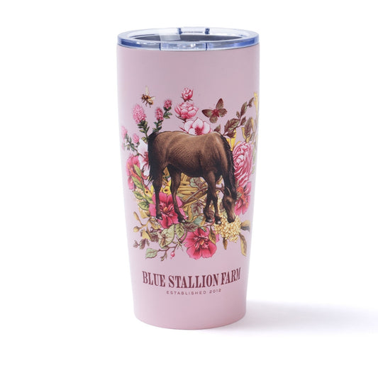 Pink Rocky Horse Floral Bouquet Tumbler 20 oz