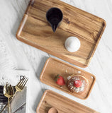 Acacia Wood Serving Tray with Grooved Handles