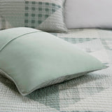 3 Piece Geometric Cotton Coverlet Mini Set, Green
