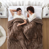 Heated Plush and Berber Electric Bedding Blanket, Brown