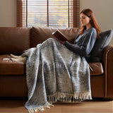 Wholesale Jacquard Patterned Cotton Blend Throw, Grey Aztec