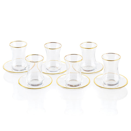 Classic Glass Cup & Saucer Set with Gold Trim