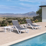 PURPLE LEAF Patio Chaise Lounge Chair Outdoor Plastic Textilene Sun Bathing Recliner Tanning Pool Lounger with 6 Adjustable Position for Outside Beach in-Pool Lawn Poolside