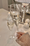 Champagne Flute Glassware | Set of 2, 7.8 OZ | Diamond Stemmed Glass