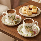 Olive Tree Gold Rim Espresso Cup & Saucer Set