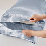 Wholesale Wrinkle-Free Luxury Satin Pillowcases, Blue [Set of 2]