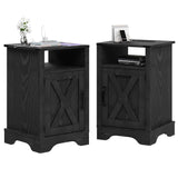 Farmhouse Nightstand Set of 2 with Charging Station