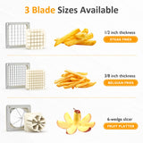 French Fry Cutter with 1/2 Inch and 3/8 Inch Blades, 6-wedge