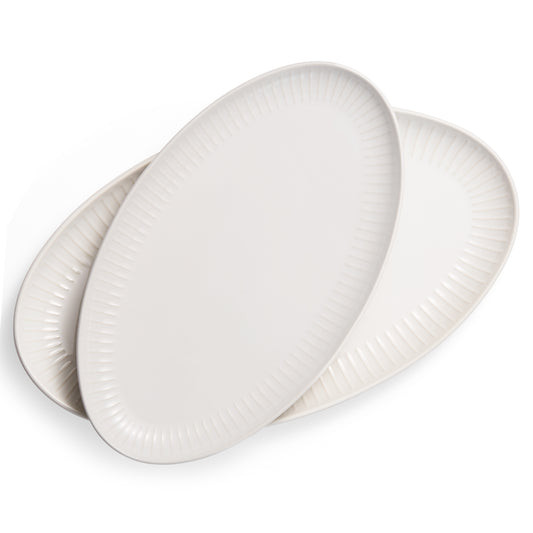 Kook Oval Serving Dishes Set of 2, Powder White