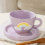 Rainbow Ceramic Cup & Saucer Set for Tea and Coffee