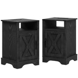 Farmhouse Nightstand Set of 2 with Charging Station