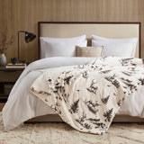 Deer Printed Velvety Shepra Heated Throw