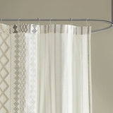 Aztec Chenille Tufted Shower Curtain, Ivory