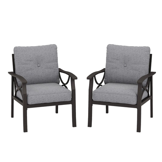 2 Pieces Outdoor Single Sofa, Patio Metal Armchair