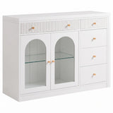Rotatable L-Shaped Vanity Desk with Led Light, Double Arched