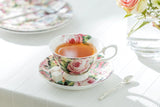 Victorian Rose Bone China Tea Cup & Saucer, 7oz