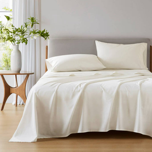 Wholesale 4-Piece 144TC 100% Cotton Solid Sheet Set, Ivory