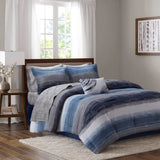 Watercolor Stripe Complete Comforter & Sheet Set, Navy