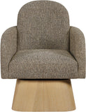 Marlowe - Linen Textured Fabric Upholstered Swivel Accent Chair - Stained Natural
