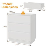 Wide Nightstand with 3 Drawers, Modern Chest of Drawers
