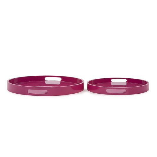 Saint Tropez Round Tray Set of 2 - Fuchsia