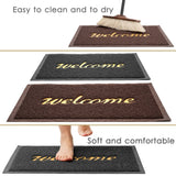2-Piece Outdoor PVC Door Mat Set 23x16 Grey Brown