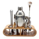 Silver Stainless Cocktail Shaker Set with Rack