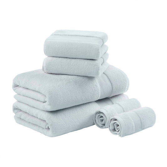Turkish Cotton 6-Piece Bathroom Towel Set, Sky Blue