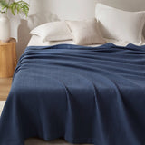 Waffle Weave Cotton Bedding Blanket, Indigo Blue
