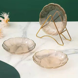 4pcs Flower Shape Snack Plate Set With Rack