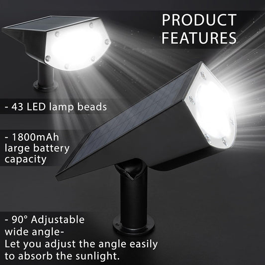 2-Pack Solar Landscape Spotlights Outdoor IPX7